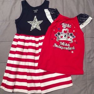 4th of July Red White Blue Star Dress & Shirt